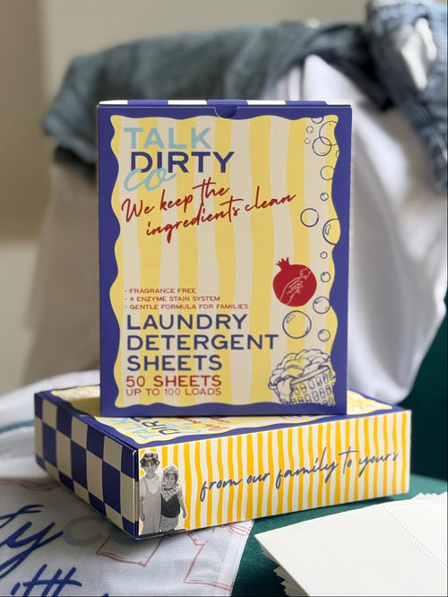 Talk Dirty Co Fragrance Free Laundry Detergent Sheets — low-tox, pre-measured laundry sheets gentle on sensitive skin