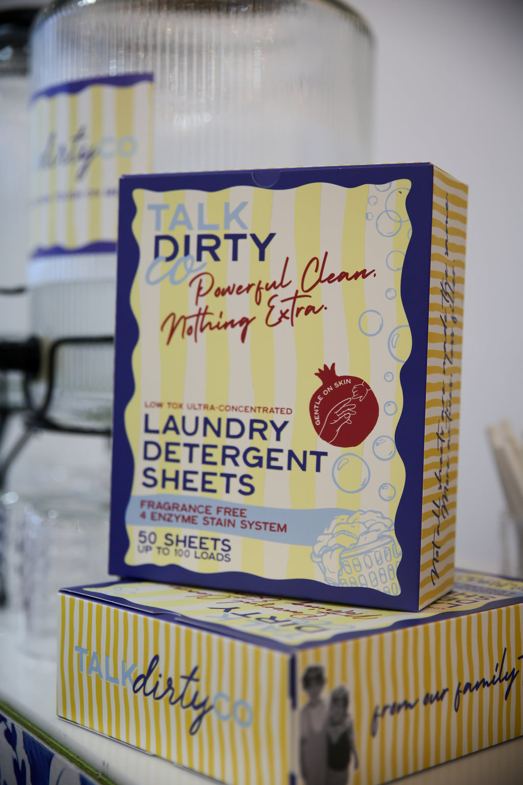 Talk Dirty Co Fragrace Free Laundry Detergent Sheets in recyclable packaging